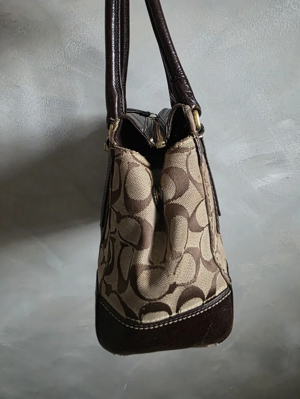 Vintage Y2K 00s Coach Hamptons Signature Jacquard Shoulder Bag 11064 15x7x4